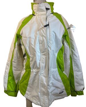 Spyder Ski Coat Jacket Green White Size 14 Women
